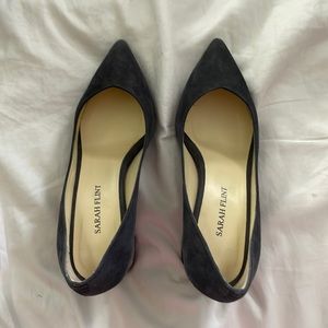 RARE COLOR Sarah Flint Emma in Slate Suede With Grey Marbled Heel